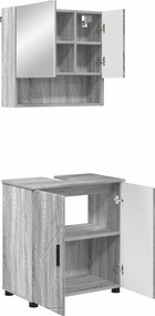 vidaXL Set de mobilier pentru baie Pe perete cu ușă 2 pcs Gri Sonoma