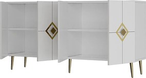 Consola, Hanah Home, Robber KB150, 150x75x35 cm, Alb/Auriu