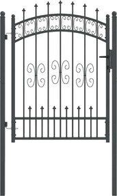 vidaXL Poartă din Gard cu Vârf de Lancă Gri 103 x 175 cm Oțel