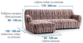 Huse bielastice OCEANO NOU bordo-maroniu canapea cu otoman stânga (l. 170 - 300 cm)
