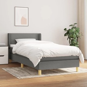 3130170 vidaXL Pat box spring cu saltea, gri închis, 100x200 cm, textil