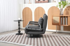 RESIGILAT- Fotoliu tip canapea extensibilă, pivotant, cu pernă, textil, Gri