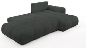 Canapea colțar extensibilă ALMADA, tapițată, cu spațiu de depozitare, în L, dreapta, antracit