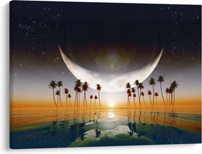 Tablou- Luna deasupra palmierilor (70x50 cm)