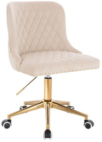 HR940K Scaun Crem din Catifea cu Bază Aurie