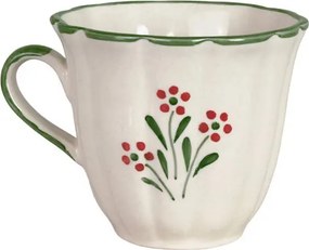 Cană din ceramică pictată manual, Ø 10,5 x H 9,5 cm, verde, „Esther Wildflower"