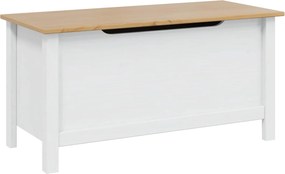 vidaXL Cutie de depozitare Hill Alb și maro cu miere 90 x 40 x 45 cm