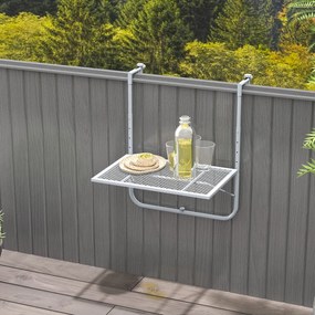 Outsunny Masă suspendată pentru balcon pliabilă, reglabilă în 4 trepte, din metal, rezistentă la intemperii, masă de terasă 60x40 cm Gri | Aosom Romania