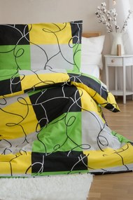 Lenjerie de pat din policoton pentru 2 paturi CHESS LIME, colorata Dimensiune lenjerie de pat: 2 buc 70 x 90 cm | 2 buc 140 x 200 cm