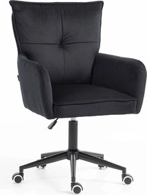 HR250K Scaun Catifea Neagră Bază Neagră