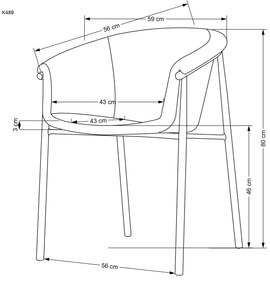 Scaun tapitat k489 gri/auriu