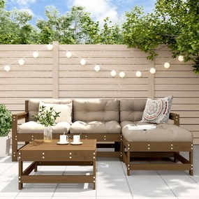 3186182 vidaXL Set mobilier relaxare grădină 5 piese maro miere lemn masiv pin