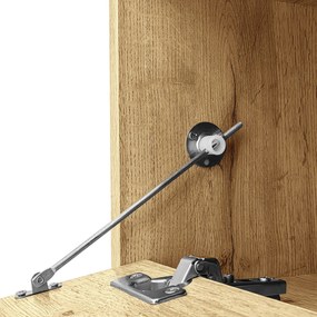 Comodă TV în culori contrastante, 200x45x45 cm, Culoare naturală+Gri