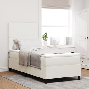 vidaXL Pat cu Box Spring cu Saltea Crem 80x200 cm Țesătură din corduroy