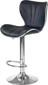 Scaun bar H69, negru/crom, piele ecologica/otel, 48x55x91/111 cm