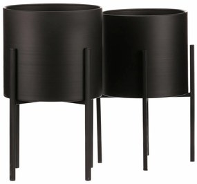 Set suporturi din metal pentru flori Interier, negru, 2 buc.