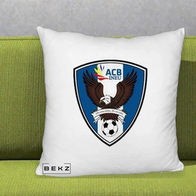 Perna Personalizata ACB Ineu Fotbal, 40x40 cm, Alb Pufos, Husa Detasabila, Perna Inclusa, BEKZ®