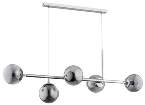 Lustră pe cablu DANSA 5xE14/10W/230V gri/crom lucios