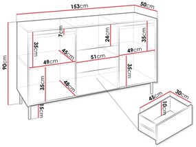 Comodă Somkera 2D3SZ (Alb + Negru) . 1103678