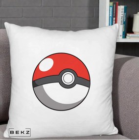 Perna Personalizata Pokeball Rosie, 40x40 cm, Alb Pufos, Husa Detasabila, Perna Inclusa, BEKZ®