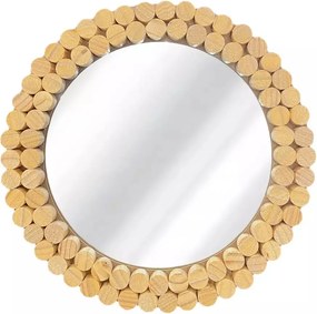 Oglinda rotunda Rea Boho KLNA-MR01 rama lemn 36 cm