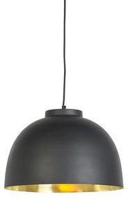 Lampă suspendată neagră cu interior din alamă 40 cm - Hoodi