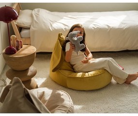 Fotoliu puf pentru copii galben cu tapițerie din catifea Bunny – Wigiwama