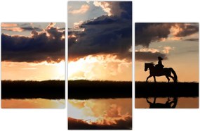 Tablou - Rider pe un cal la apus de soare (90x60 cm)