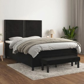 3137781 vidaXL Pat box spring cu saltea, negru, 140x190 cm, catifea