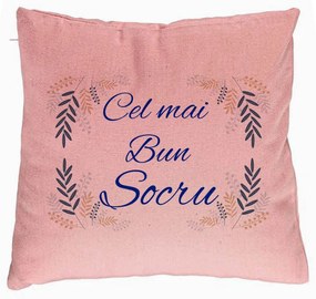 Perna Decorativa pentru Socrul 1, 40x40 cm, Roz, Husa Detasabila, Burduf