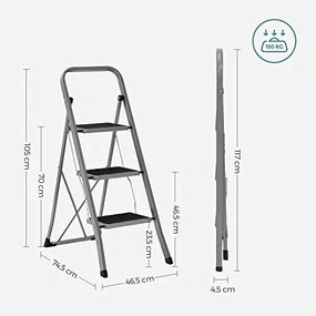 Scara, Songmics, Gri-Negru, 110x45x4.5 cm