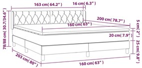 Pat box spring cu saltea, maro inchis, 160x200 cm, textil Maro inchis, 160 x 200 cm, Design cu nasturi