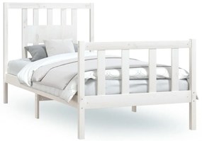 3188157 vidaXL Cadru de pat cu tăblie, alb, 100x200 cm, lemn masiv de pin