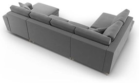 Colțar gri deschis extensibil, cu spațiu de depozitare cu tapițerie din catifea (cu colț pe partea stângă-în formă de "U") Kyoto – Cosmopolitan Design