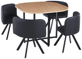 Zondo Set masă scaune pentru sufragerie Brianite (pentru 4 persoane) (stejar + negru). 1064679