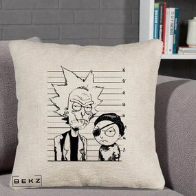 Perna Personalizata Rick si Morty Dosar, 40x40 cm, Bej Canapea, Husa Detasabila, Perna Inclusa, BEKZ®