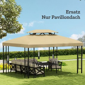 Outsunny Acoperiș de Înlocuire pentru Foișor, Capac de Foișor din Poliester Rezistent la UV cu Acoperiș pe 2 Niveluri, 4x3 m, Crem | Aosom Romania