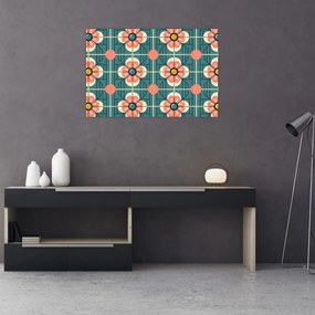 Tablou - Model retro cu flori (90x60 cm)