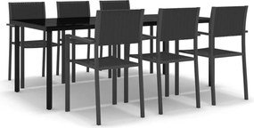 vidaXL Set mobilier de grădină, 7 piese, negru
