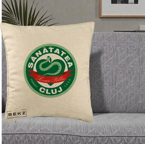 Perna Personalizata Sanatatea Cluj Servicii Publice 1986, 40x40 cm, Bej, Husa Detasabila, Perna Inclusa, BEKZ®