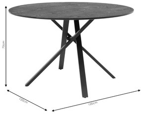 Masa rotunda Cerco MDF negru D120x75cm