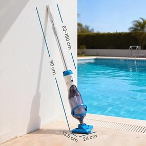 Outsunny Aspirator piscină, aspirator fără fir cu tijă reglabilă 63-150 cm și perie pentru piscine mici, spa-uri și iazuri | Aosom Romania