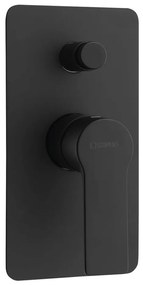 Baterie negru-mat pentru duș încastrată (2 ieșiri) Pax – Sapho