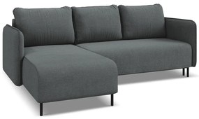 Colțar gri închis extensibil/cu spațiu de depozitare (cu colț pe partea stângă) Luana – Makamii