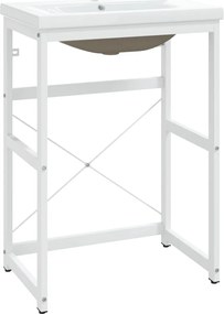 vidaXL Cadru lavoar baie cu chiuvetă încorporată, alb, fier