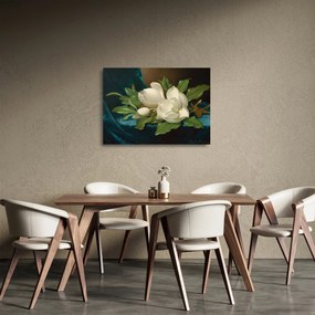 Tablou pe sticlă - Martin Johnson Heade, Giant Magnolias on a Blue Velvet Cloth, reproducere (70x50 cm)