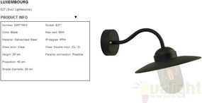 Aplica de perete exterior IP54 Luxembourg negru 22671003NL
