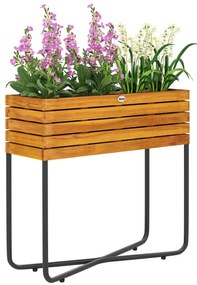 Outsunny Ghiveci cu suport pentru flori găuri de drenaj lemn acacia 62 x 22,5 x 61 cm efect lemn natural | Aosom Romania