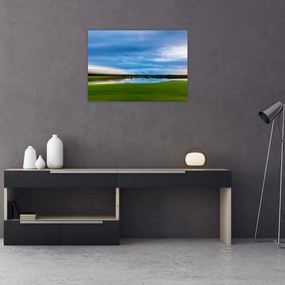 Tablou pe sticlă cu lunca (70x50 cm)