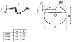 Lavoar incastrat Ideal Standard Connect 62 cm alb lucios